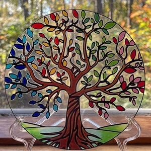 Suncatcher Tree Of Life Acrylic New Gift Idea 6” Colourful Leaf Design
